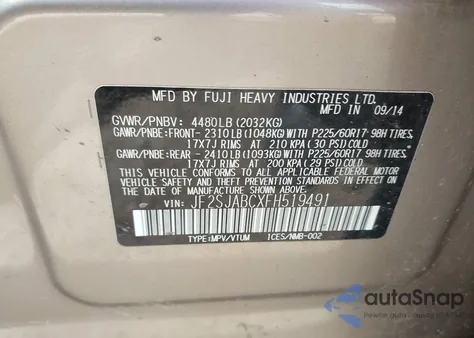 2015 Subaru Forester 2.5I из США, поврежденный, VIN JF2SJABCXFH519491